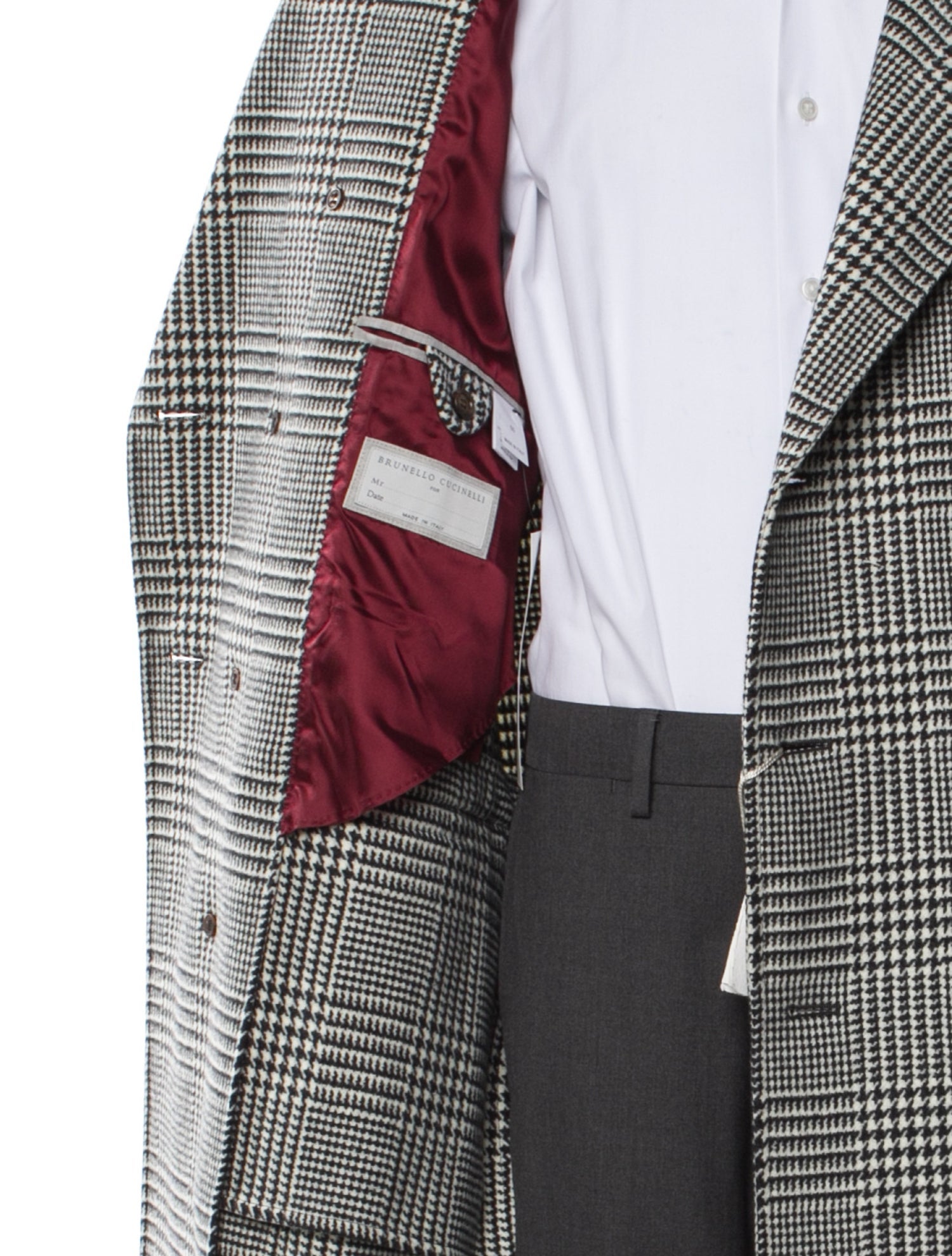 Brunello Cucinelli Houndstooth Print Trench Coat